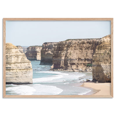 The Twelve Apostles II - Art Print, Poster, Stretched Canvas, or Framed Wall Art Print, shown in a natural timber frame