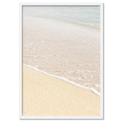 Sand and Sea View - Art Print, Poster, Stretched Canvas, or Framed Wall Art Print, shown in a white frame