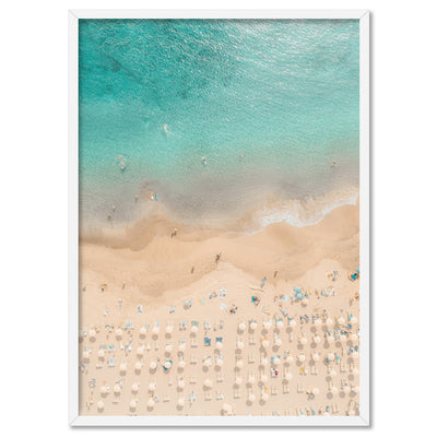 Sunbathers on Beach II - Art Print, Poster, Stretched Canvas, or Framed Wall Art Print, shown in a white frame