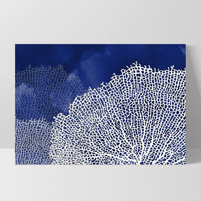 Coral Sea Fans Landscape Blues - Art Print, Poster, Stretched Canvas, or Framed Wall Art Print, shown as a stretched canvas or poster without a frame