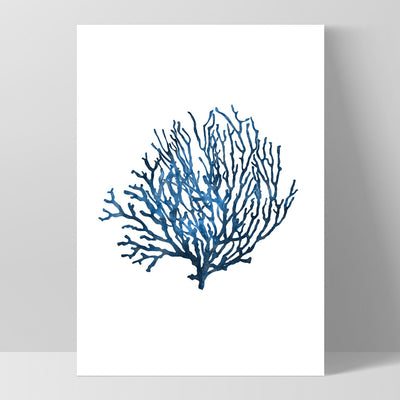 Hamptons Watercolour Blue Coral VI - Art Print, Poster, Stretched Canvas, or Framed Wall Art Print, shown as a stretched canvas or poster without a frame