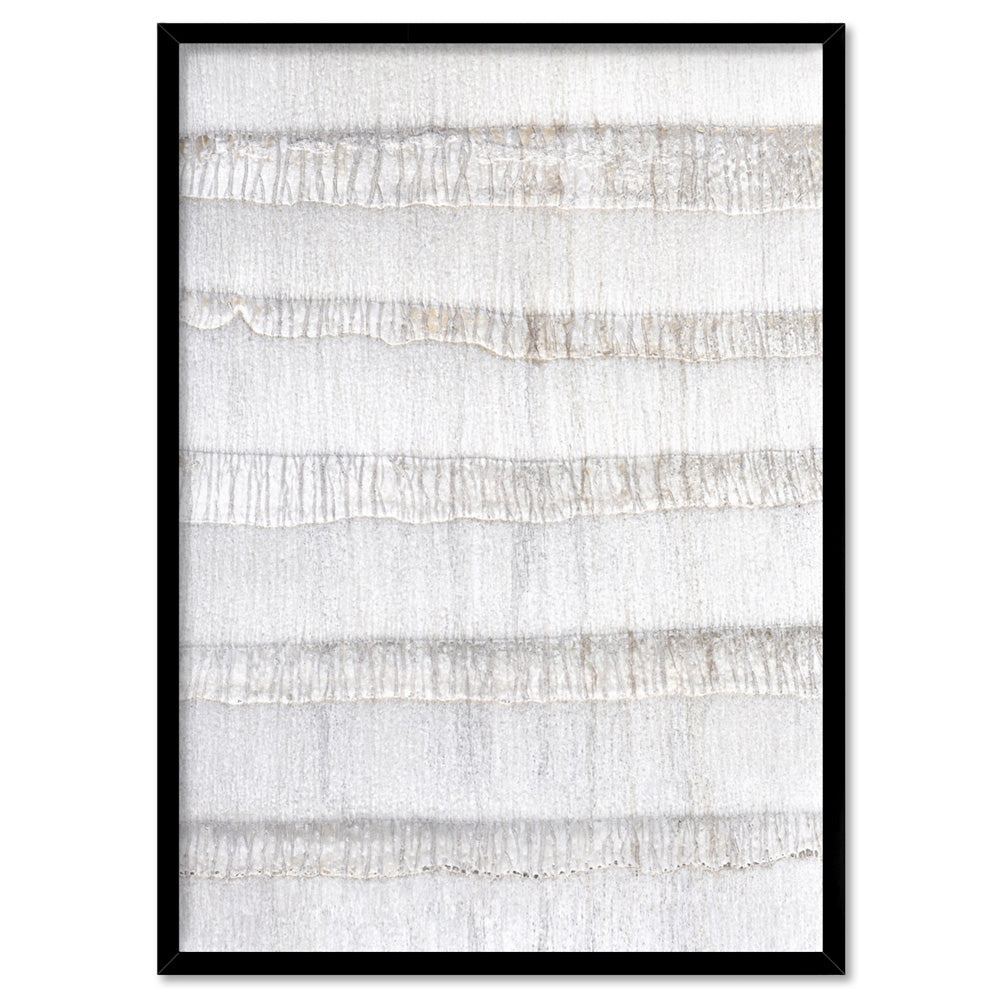 White on White Palm Tree Texture  - Art Print, Poster, Stretched Canvas, or Framed Wall Art Print, shown in a black frame