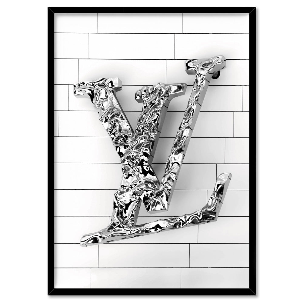 Louis V Molten Store Front Sign - Art Print, Poster, Stretched Canvas, or Framed Wall Art Print, shown in a black frame