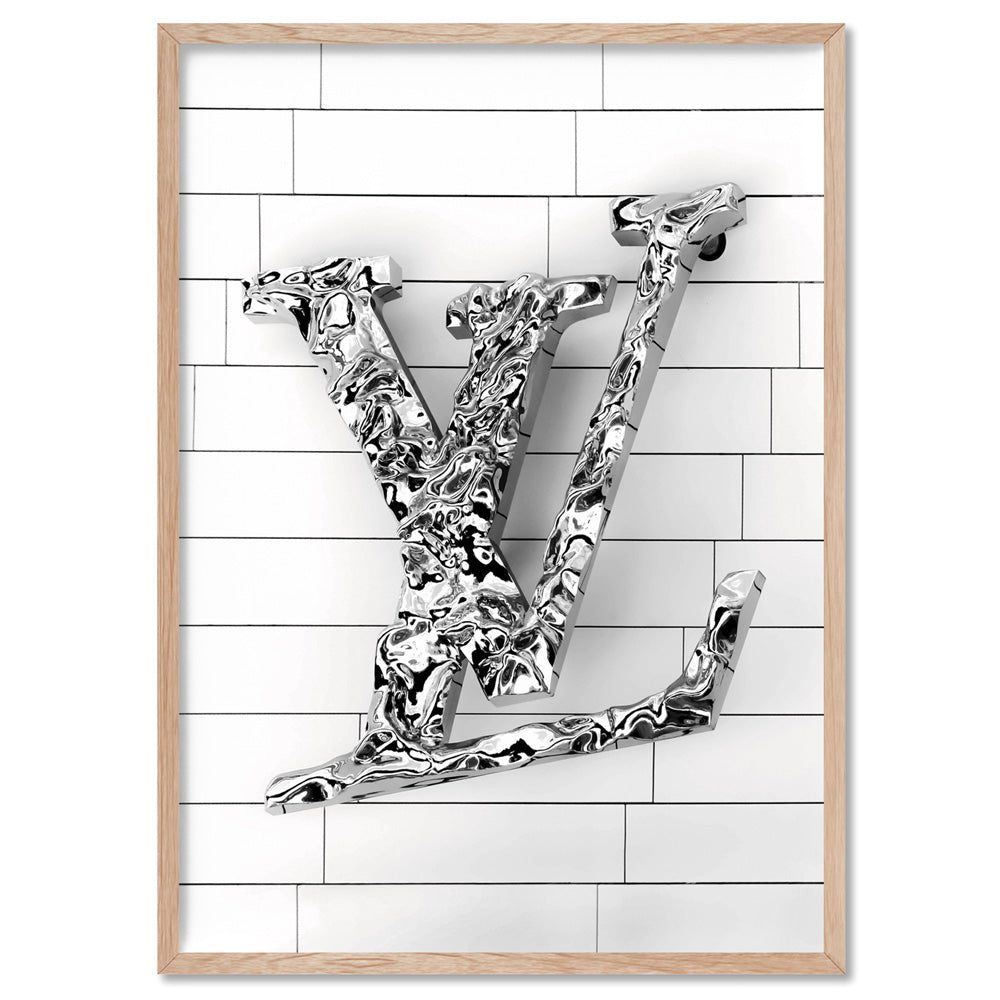 Louis V Molten Store Front Sign - Art Print, Poster, Stretched Canvas, or Framed Wall Art Print, shown in a natural timber frame