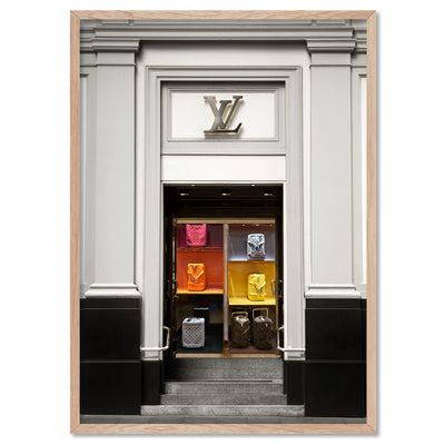 Louis V Baggage Collection - Art Print, Poster, Stretched Canvas, or Framed Wall Art Print, shown in a natural timber frame