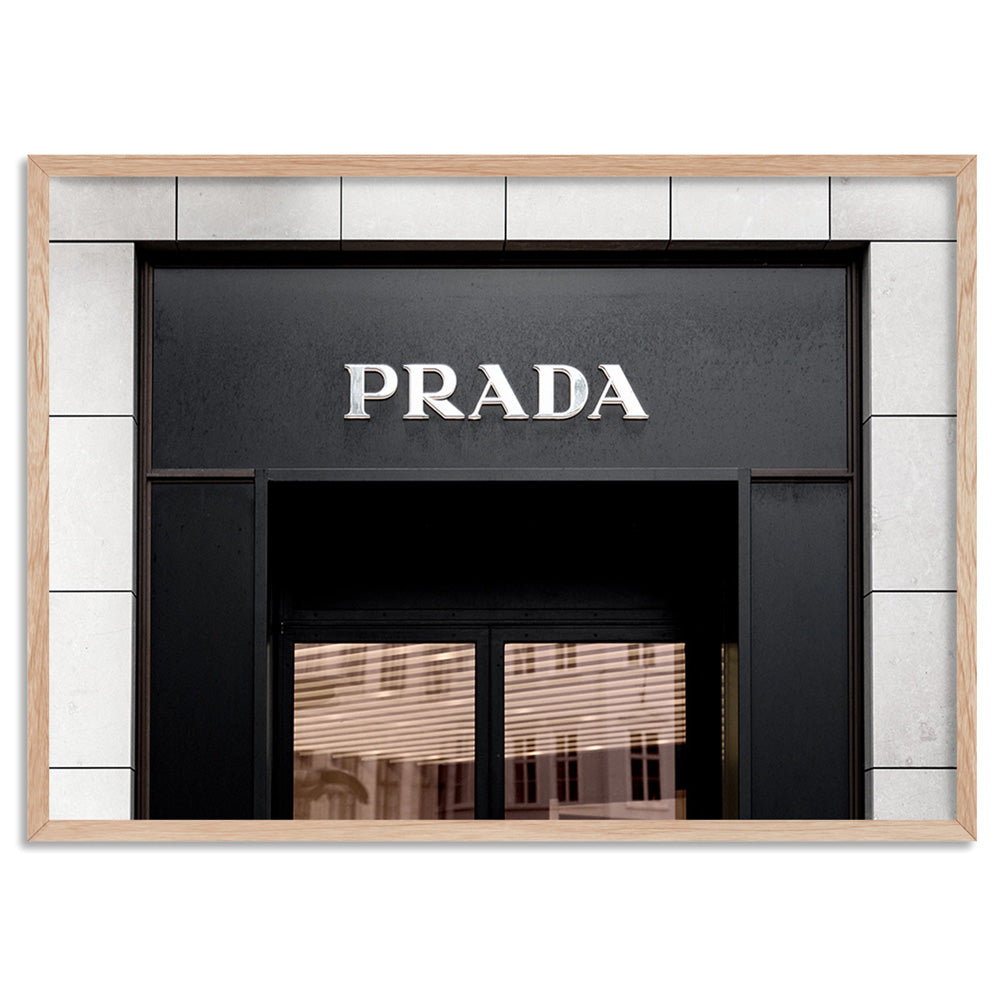 Prada Entrance - Art Print, Poster, Stretched Canvas, or Framed Wall Art Print, shown in a natural timber frame
