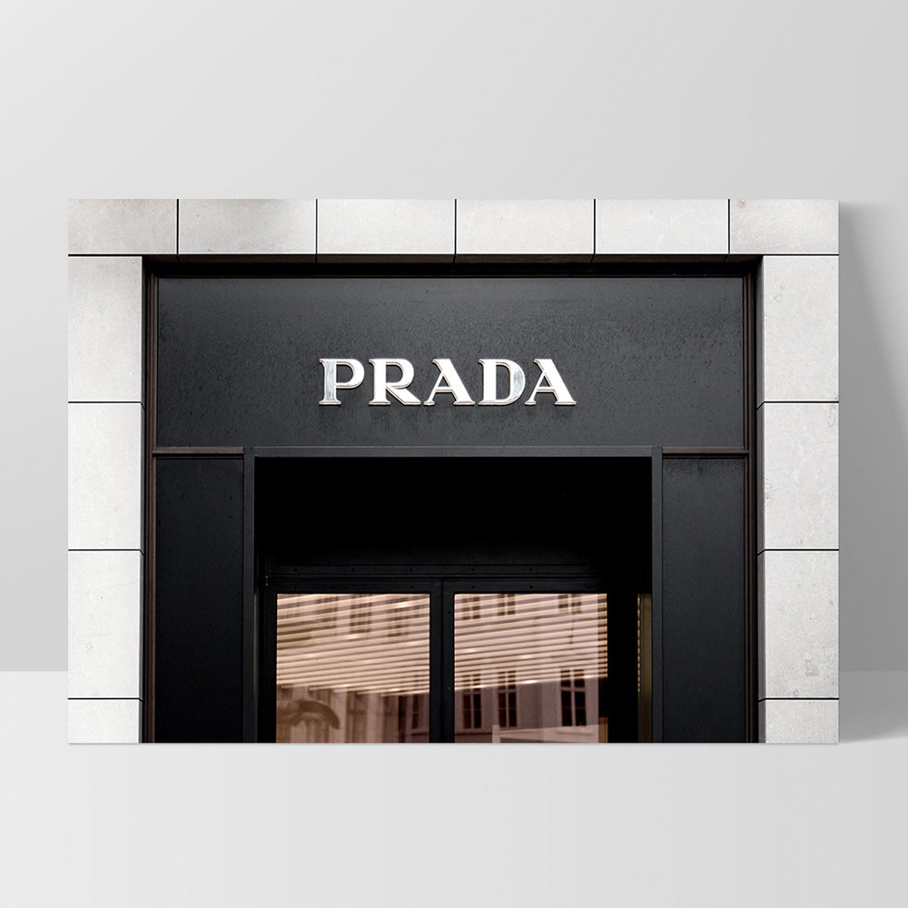 Prada Entrance - Art Print, Poster, Stretched Canvas, or Framed Wall Art Print, shown as a stretched canvas or poster without a frame