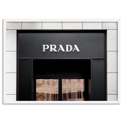 Prada Entrance - Art Print, Poster, Stretched Canvas, or Framed Wall Art Print, shown in a white frame