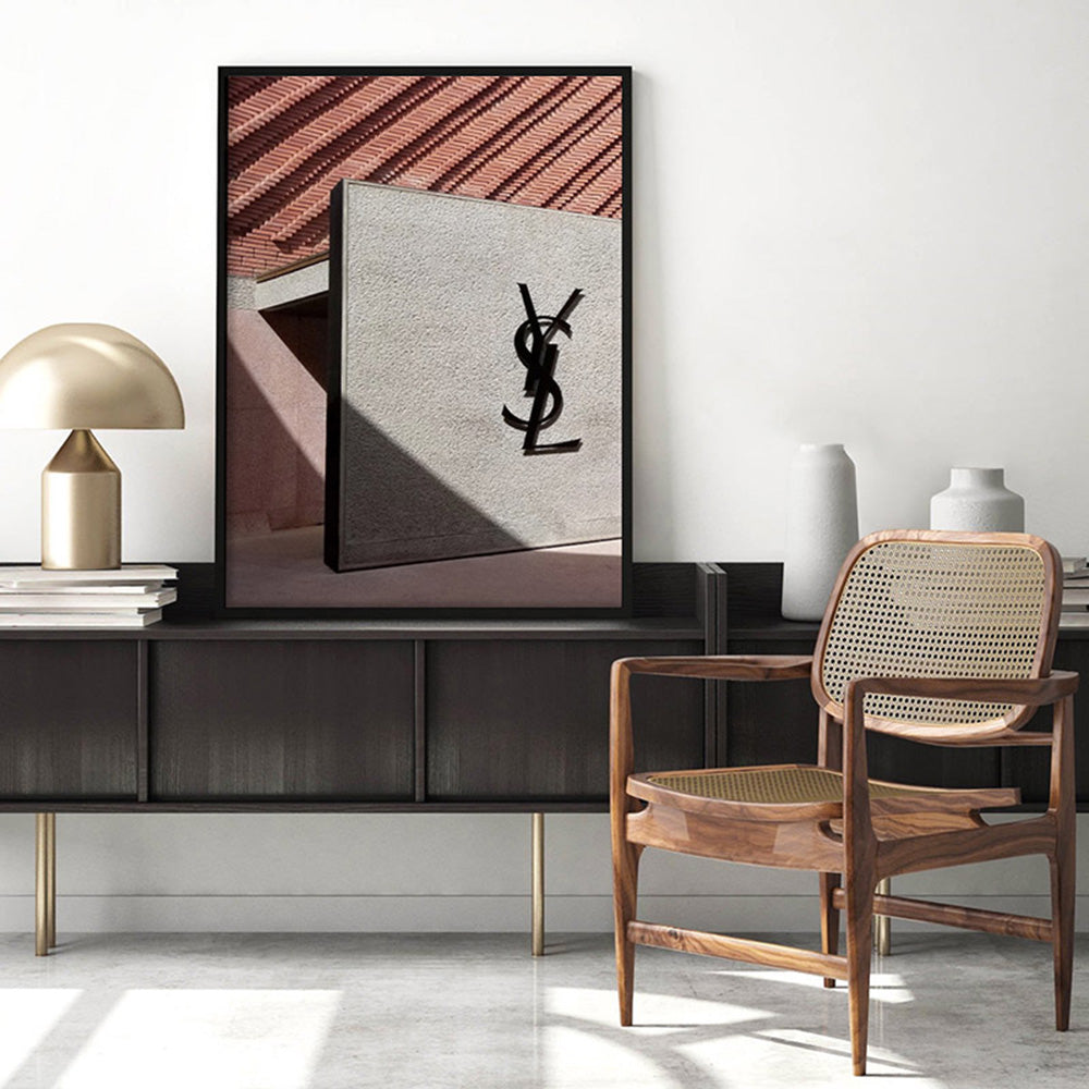 YSL in the Desert - Art Print, Poster, Stretched Canvas or Framed Wall Art, shown framed in a room