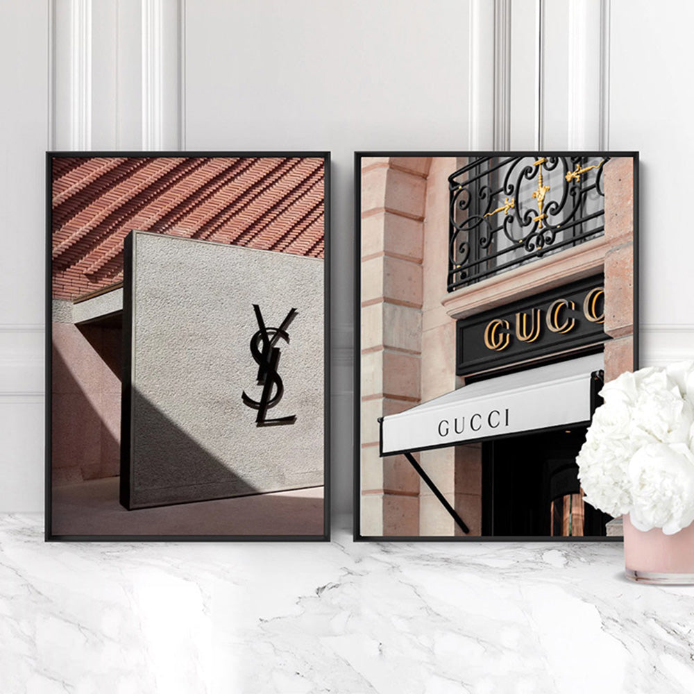 YSL in the Desert - Art Print, Poster, Stretched Canvas or Framed Wall Art, shown framed in a home interior space