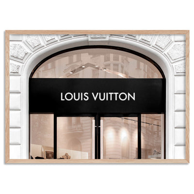 Louis V Arch Entrance in Blush Tones - Art Print, Poster, Stretched Canvas, or Framed Wall Art Print, shown in a natural timber frame
