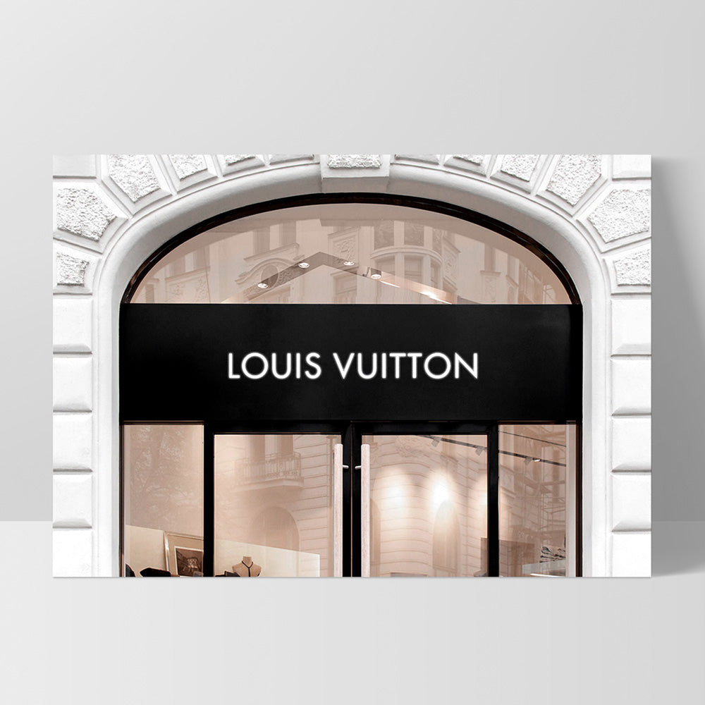 Louis V Arch Entrance in Blush Tones - Art Print, Poster, Stretched Canvas, or Framed Wall Art Print, shown as a stretched canvas or poster without a frame