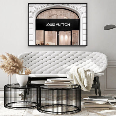 Louis V Arch Entrance in Blush Tones - Art Print, Poster, Stretched Canvas or Framed Wall Art, shown framed in a room