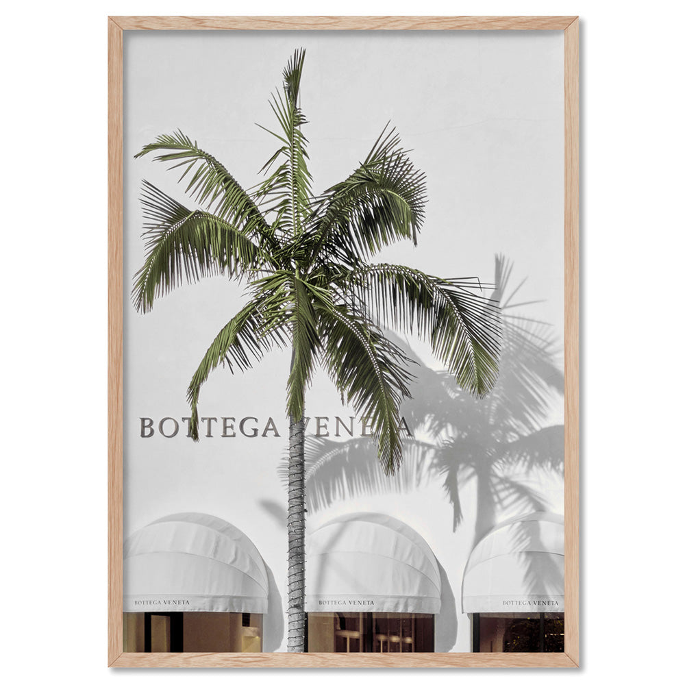 Bottega Rodeo Drive - Art Print, Poster, Stretched Canvas, or Framed Wall Art Print, shown in a natural timber frame