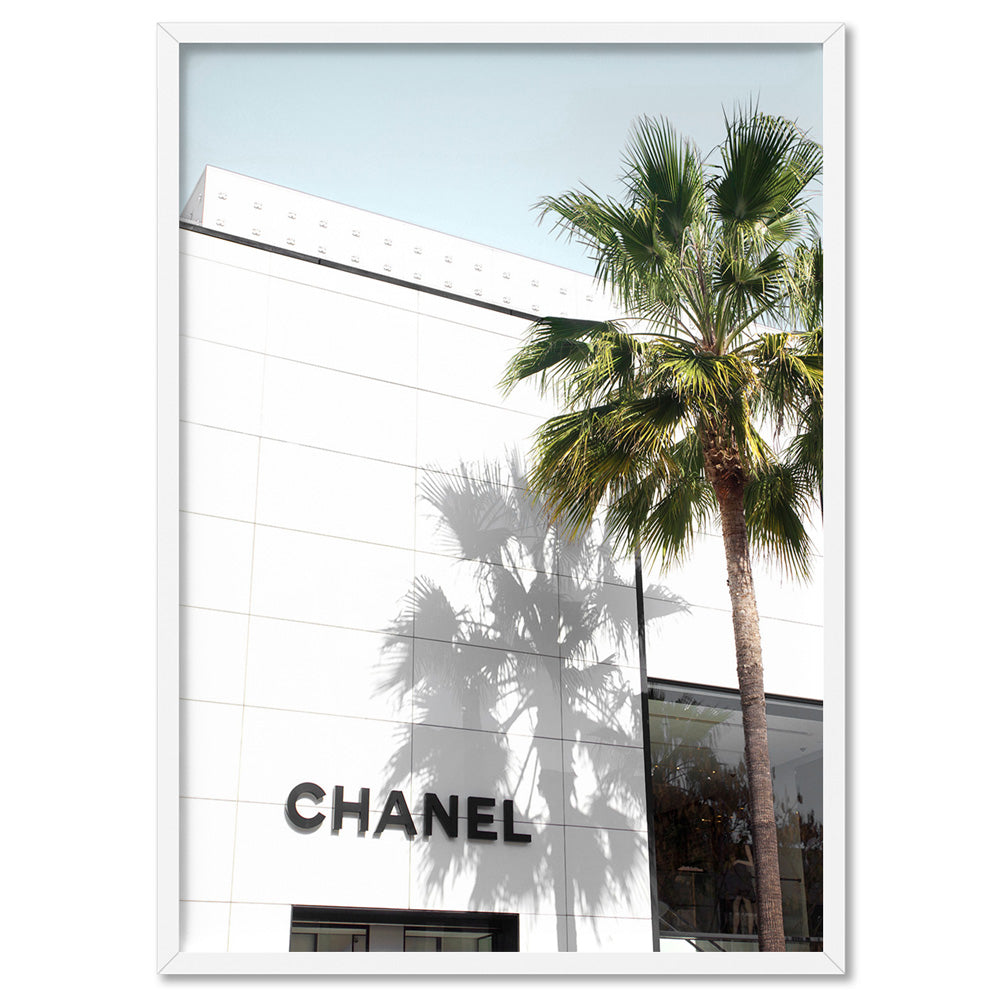 Coco Rodeo Drive - Art Print, Poster, Stretched Canvas, or Framed Wall Art Print, shown in a white frame