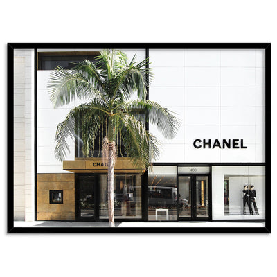 Coco Rodeo Drive in Landscape - Art Print, Poster, Stretched Canvas, or Framed Wall Art Print, shown in a black frame
