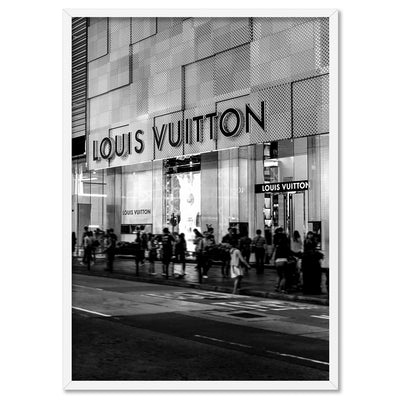 Louis V Entrance B&W - Art Print, Poster, Stretched Canvas, or Framed Wall Art Print, shown in a white frame