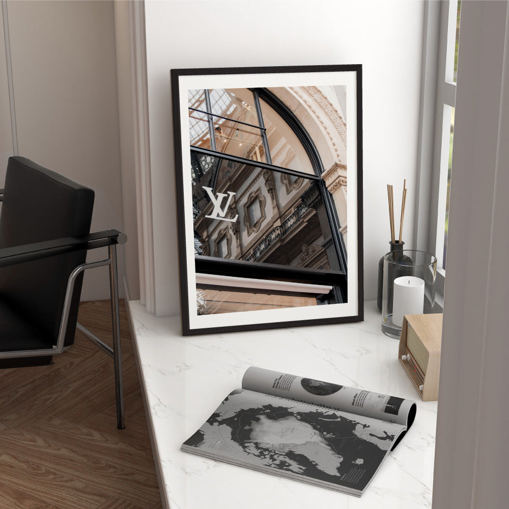 LV Reflections I - Art Print, Poster, Stretched Canvas or Framed Wall Art Prints, shown framed in a room