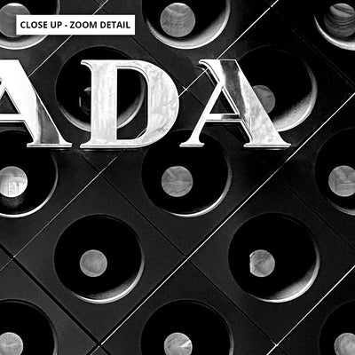 Prada En Noir - Art Print, Poster, Stretched Canvas or Framed Wall Art, Close up View of Print Resolution