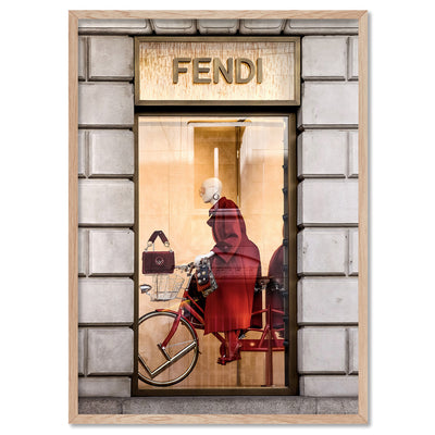 Fendi En Rouge - Art Print, Poster, Stretched Canvas, or Framed Wall Art Print, shown in a natural timber frame