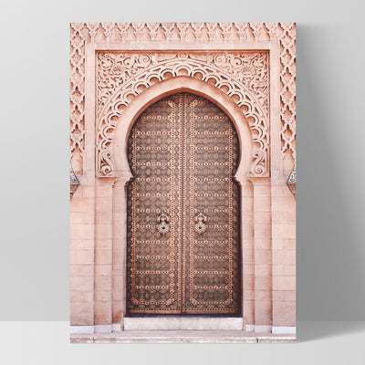 Moroccan Doorway in Blush - Art Print, Poster, Stretched Canvas, or Framed Wall Art Print, shown as a stretched canvas or poster without a frame