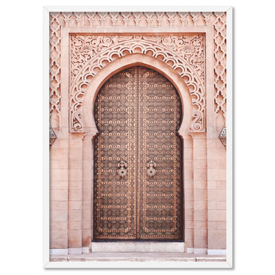 Moroccan Doorway in Blush - Art Print, Poster, Stretched Canvas, or Framed Wall Art Print, shown in a white frame