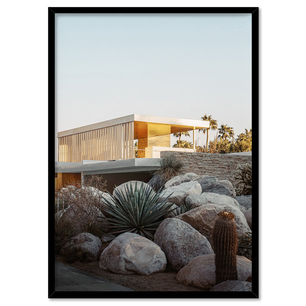 Palm Springs | Afternoon Light - Art Print, Poster, Stretched Canvas, or Framed Wall Art Print, shown in a black frame