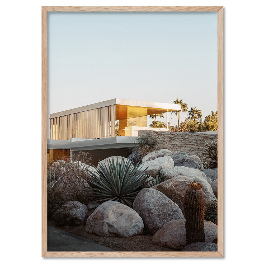 Palm Springs | Afternoon Light - Art Print, Poster, Stretched Canvas, or Framed Wall Art Print, shown in a natural timber frame