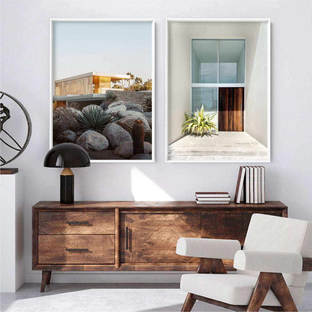 Palm Springs | Afternoon Light - Art Print, Poster, Stretched Canvas or Framed Wall Art, shown framed in a home interior space