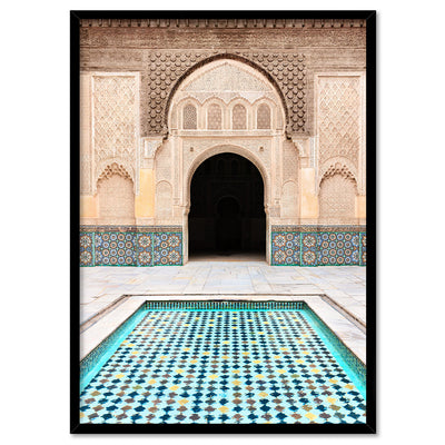 Azure Pool Marrakech - Art Print, Poster, Stretched Canvas, or Framed Wall Art Print, shown in a black frame