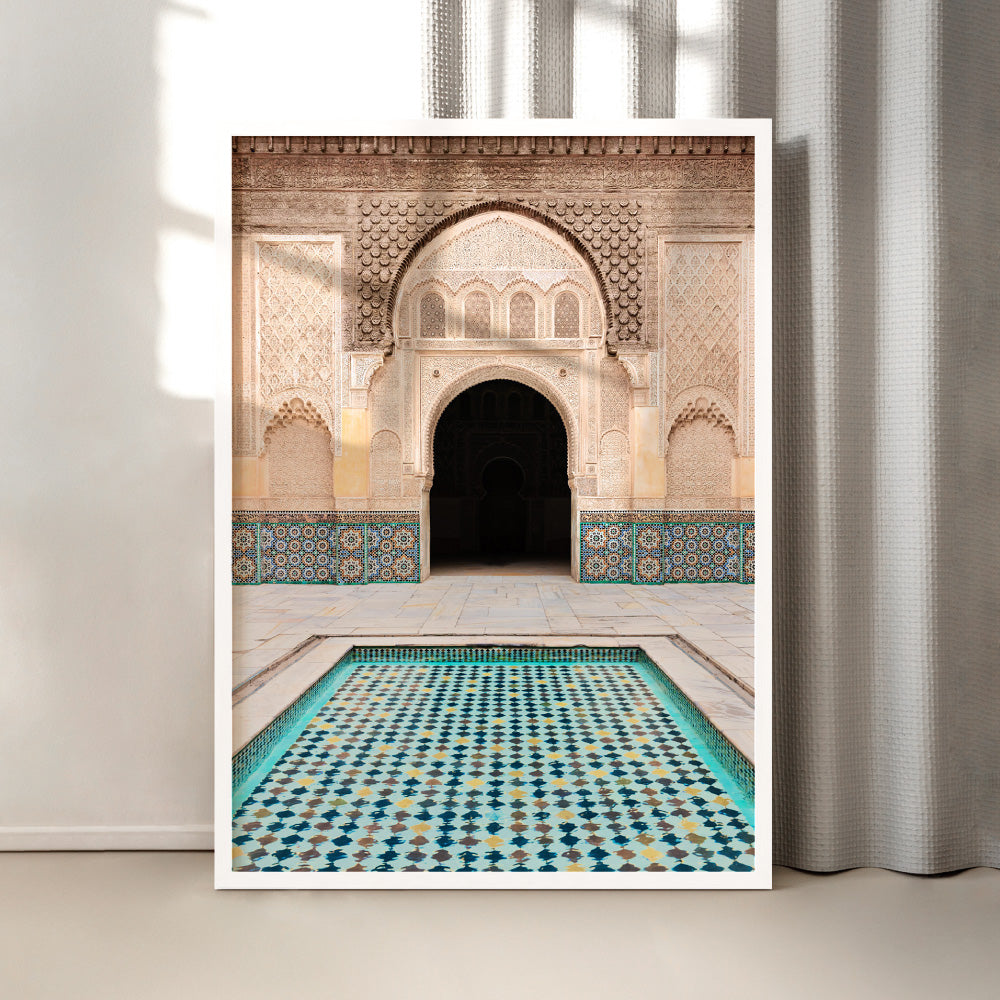 Azure Pool Marrakech - Art Print, Poster, Stretched Canvas or Framed Wall Art Prints, shown framed in a room