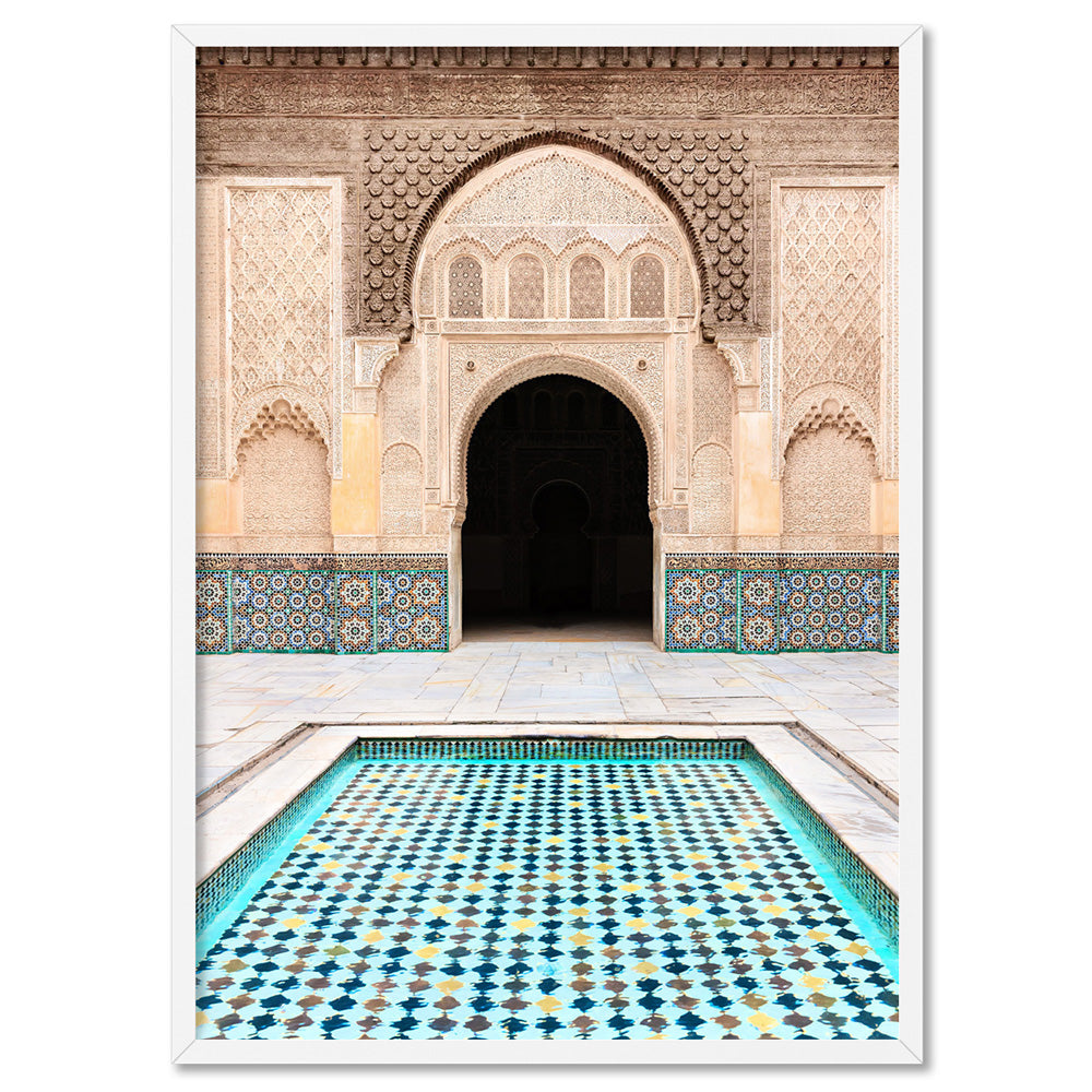 Azure Pool Marrakech - Art Print, Poster, Stretched Canvas, or Framed Wall Art Print, shown in a white frame
