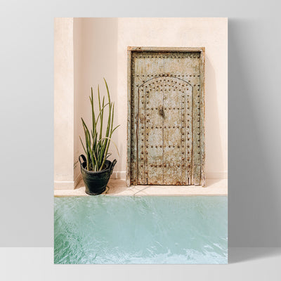 Blush and Blue in Morocco - Art Print, Poster, Stretched Canvas, or Framed Wall Art Print, shown as a stretched canvas or poster without a frame