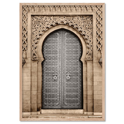 Moroccan Doorway in Brown - Art Print, Poster, Stretched Canvas, or Framed Wall Art Print, shown in a natural timber frame