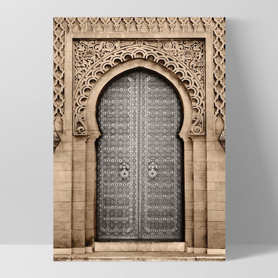 Moroccan Doorway in Brown - Art Print, Poster, Stretched Canvas, or Framed Wall Art Print, shown as a stretched canvas or poster without a frame