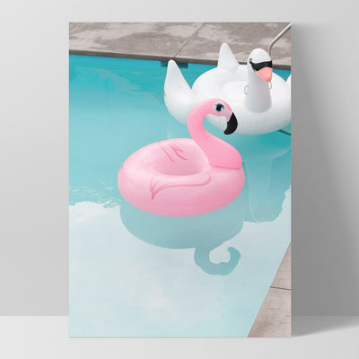 Palm Springs | Flamingo Duo - Art Print, Poster, Stretched Canvas, or Framed Wall Art Print, shown as a stretched canvas or poster without a frame