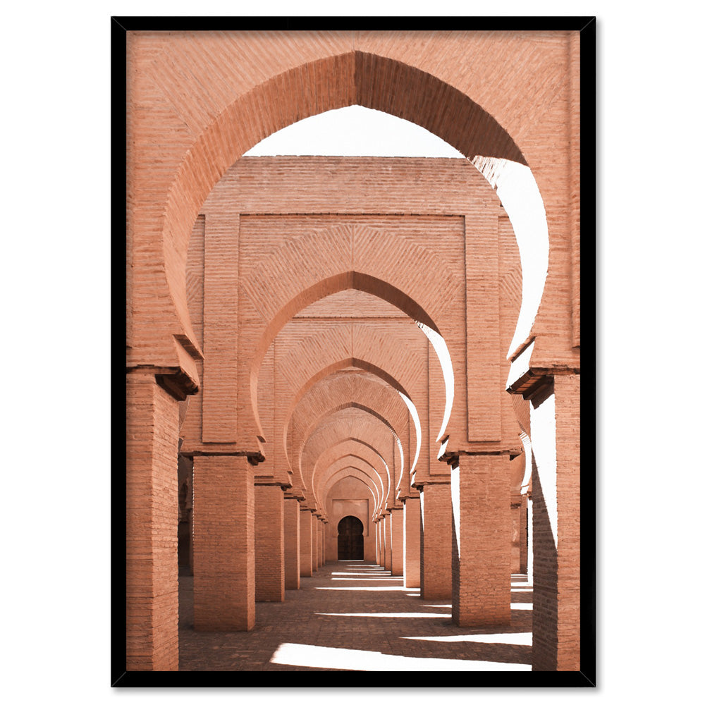 Orange Desert Arches, Tinmel Morocco - Art Print, Poster, Stretched Canvas, or Framed Wall Art Print, shown in a black frame