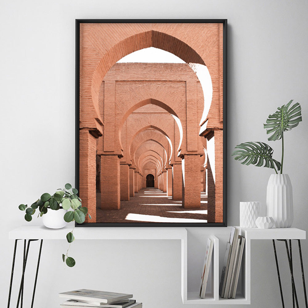 Orange Desert Arches, Tinmel Morocco - Art Print, Poster, Stretched Canvas or Framed Wall Art Prints, shown framed in a room