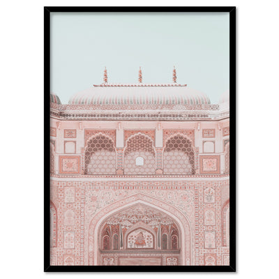 City Palace in Pastels - Art Print, Poster, Stretched Canvas, or Framed Wall Art Print, shown in a black frame