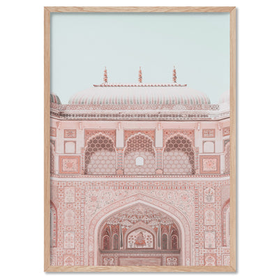 City Palace in Pastels - Art Print, Poster, Stretched Canvas, or Framed Wall Art Print, shown in a natural timber frame