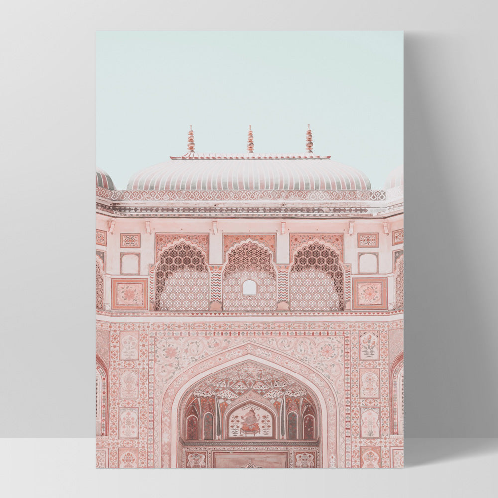 City Palace in Pastels - Art Print, Poster, Stretched Canvas, or Framed Wall Art Print, shown as a stretched canvas or poster without a frame