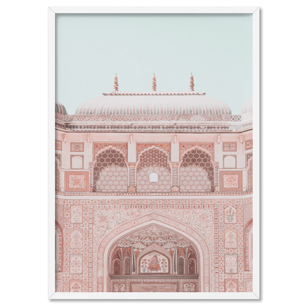 City Palace in Pastels - Art Print, Poster, Stretched Canvas, or Framed Wall Art Print, shown in a white frame