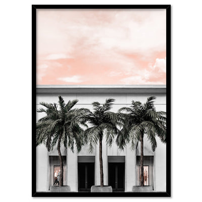 Miami Palms on South Beach - Art Print, Poster, Stretched Canvas, or Framed Wall Art Print, shown in a black frame