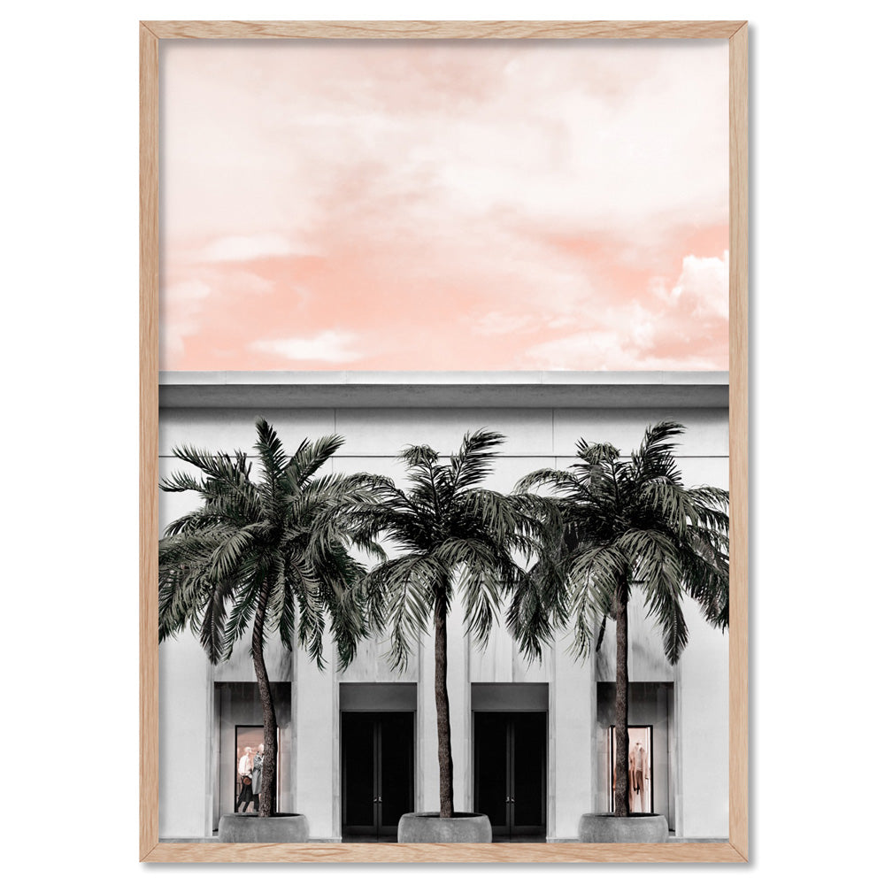 Miami Palms on South Beach - Art Print, Poster, Stretched Canvas, or Framed Wall Art Print, shown in a natural timber frame