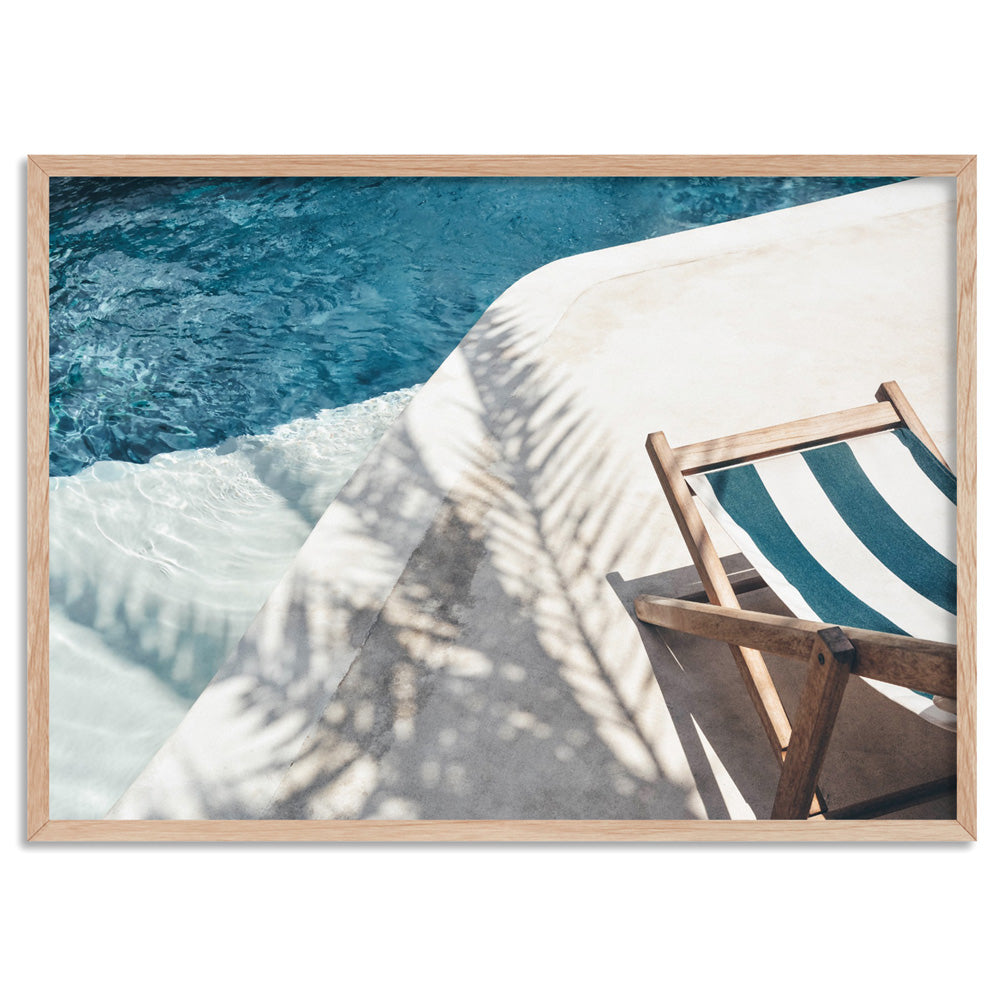 Daydreams by the Pool - Art Print, Poster, Stretched Canvas, or Framed Wall Art Print, shown in a natural timber frame