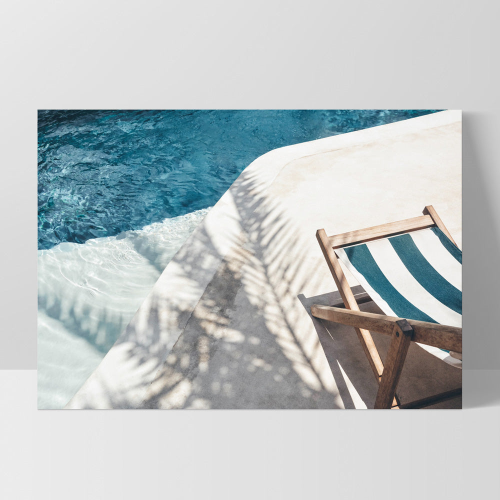 Daydreams by the Pool - Art Print, Poster, Stretched Canvas, or Framed Wall Art Print, shown as a stretched canvas or poster without a frame