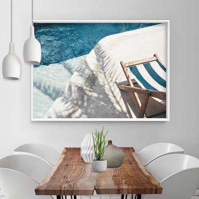 Daydreams by the Pool - Art Print, Poster, Stretched Canvas or Framed Wall Art, shown framed in a room