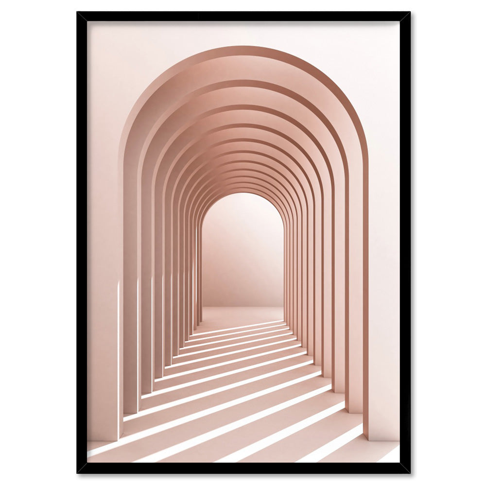 Blush Pink Arches - Art Print, Poster, Stretched Canvas, or Framed Wall Art Print, shown in a black frame