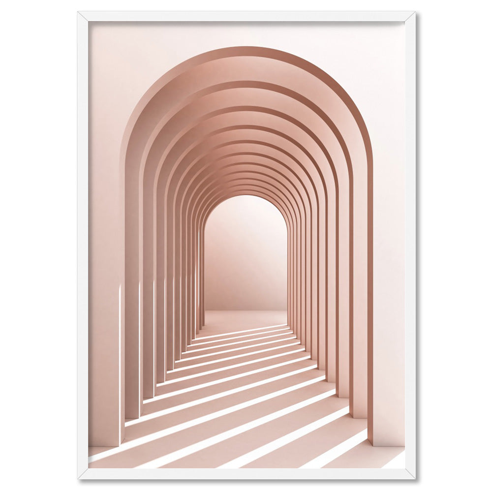 Blush Pink Arches - Art Print, Poster, Stretched Canvas, or Framed Wall Art Print, shown in a white frame