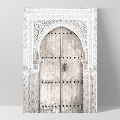 Doorway in Neutral Tones Morocco - Art Print, Poster, Stretched Canvas, or Framed Wall Art Print, shown as a stretched canvas or poster without a frame